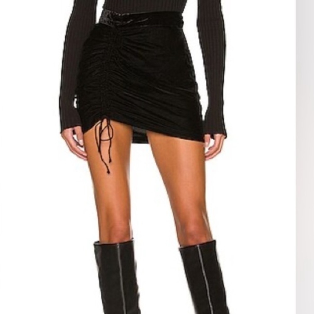 FREE PEOPLE VIVIENNE VELVET MINI SKIRT IN BLACK